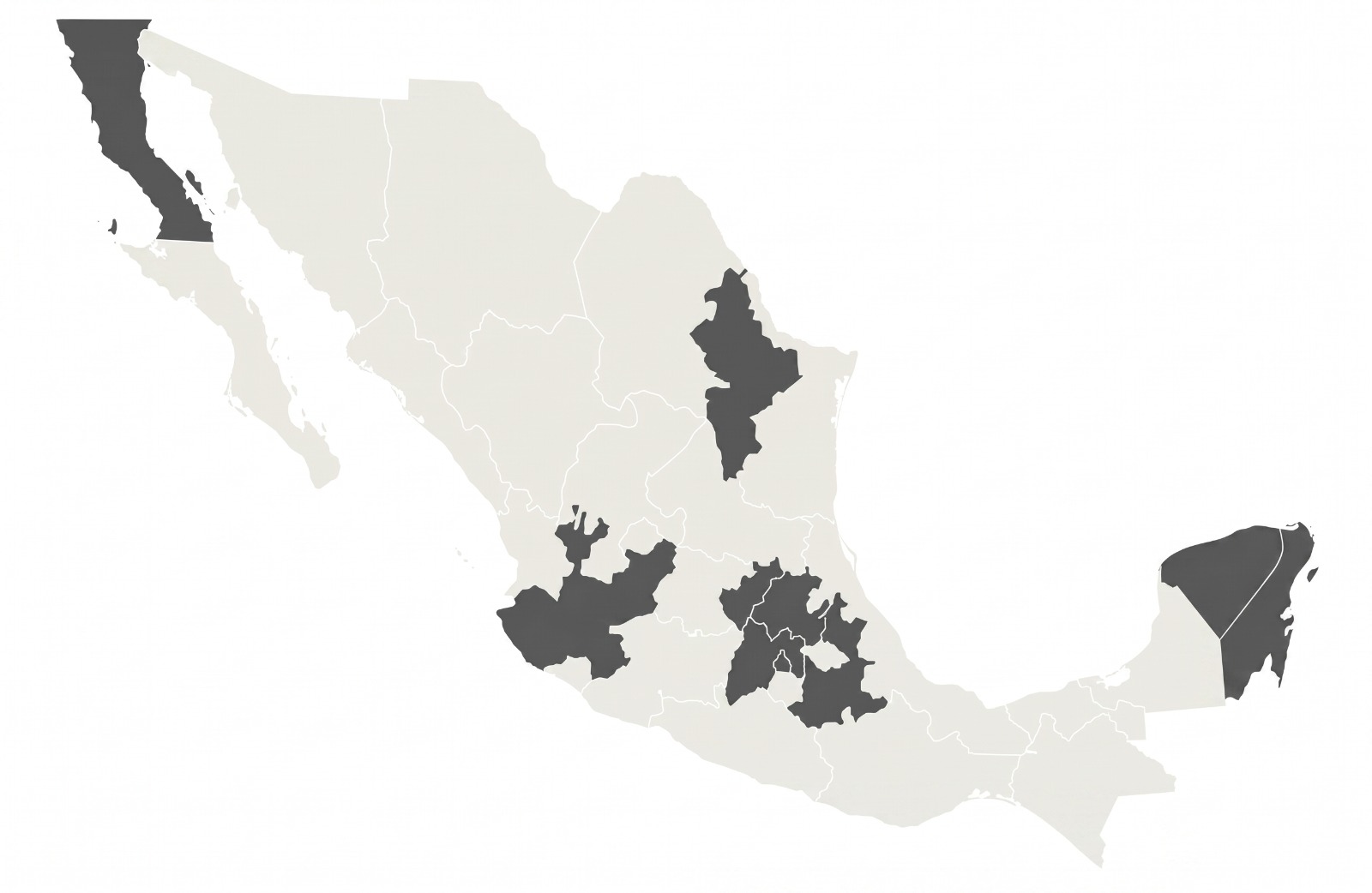 Mapa de México con los estados donde opera Koda Studio